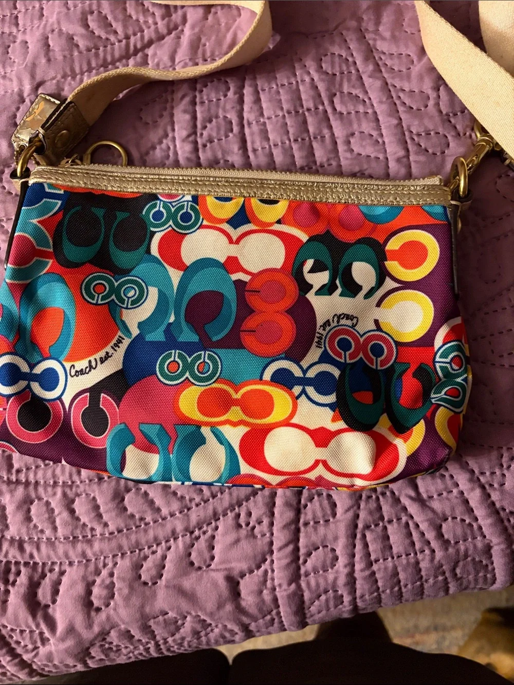 Coach Multicolor Pop-Print Crossbody with Gold Trim